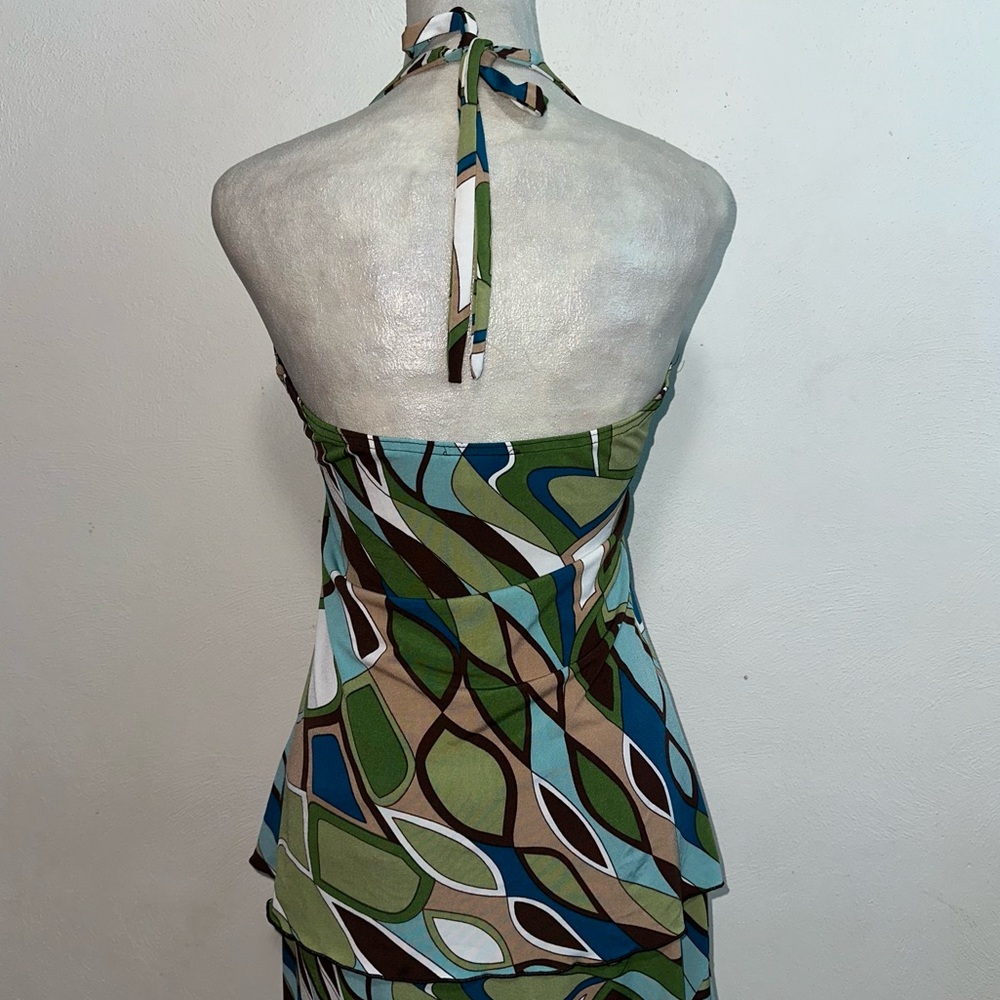 Vtg Y2K Abstract Stretch Halter Top & Mini Skirt Set - Picture 6 of 13